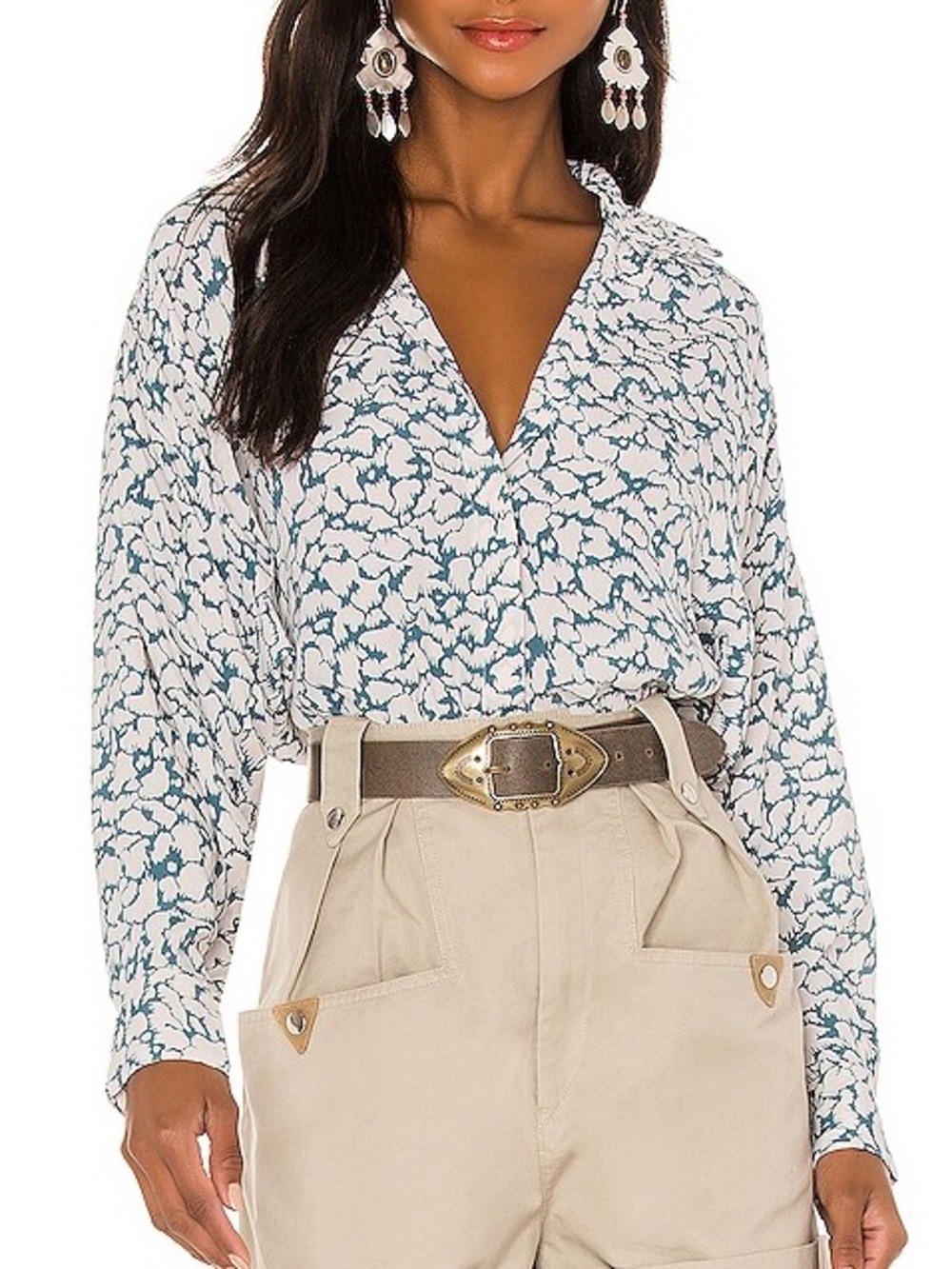 ISABEL MARANT ETOILE Catchelae Blouse in Greyish Blue, Size 38 / US 6